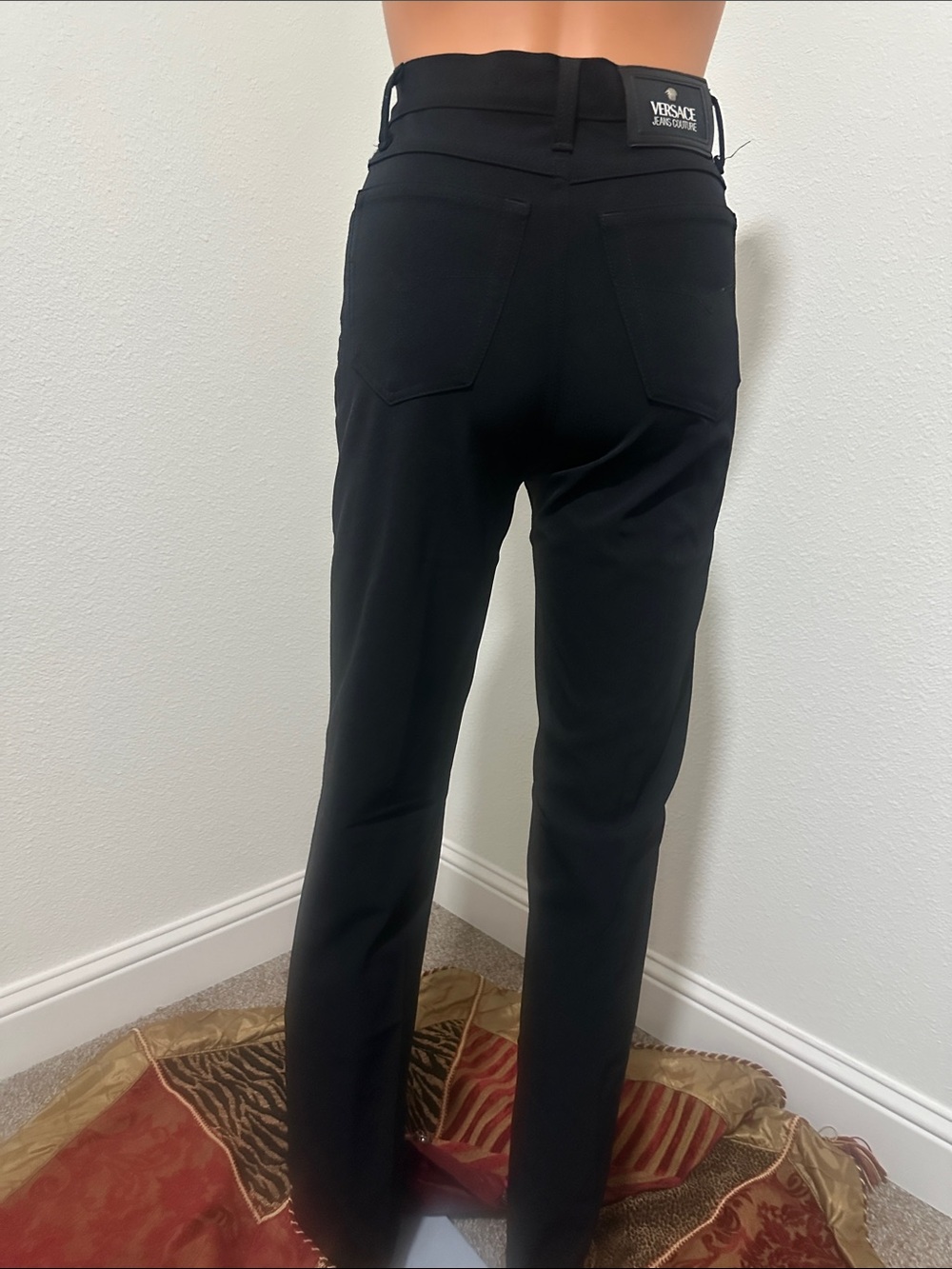 VERSACE Jeans (stretchy) Collection Black Straight w/ silver Medusa hardware